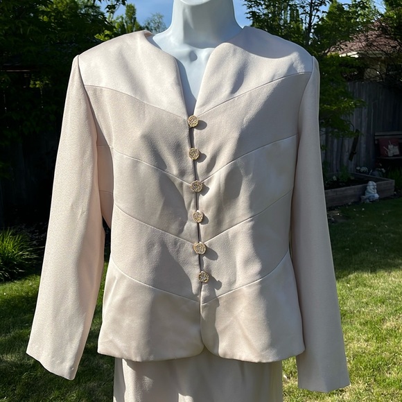 VTG Alex Evenings Skirt Set- tan -lined wedding/special occasions Sz 12 - Picture 1 of 13